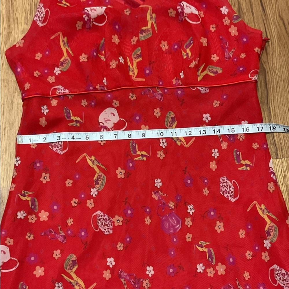 Vintage Red Sleeveless Dress Floral collar Vneck feminine heel purse pattern - Picture 10 of 11